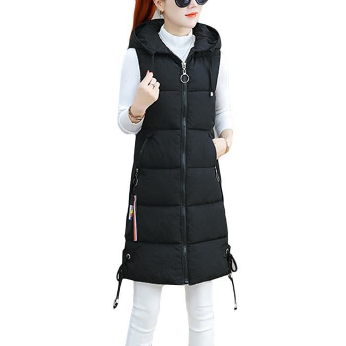 Doudoune sans Manches Matelasse pour Femme Chaud Et Leger Slim Longues Doudoune Zippe avec Capuche Hoodie Doudoune Chaud Noir Noir Cdiscount Pret a Porter