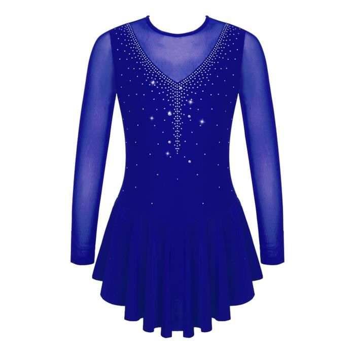Robe De Patinage Artistique Pour Fille - Paillettes Fleurs - 80% Polyester 20% élasthanne