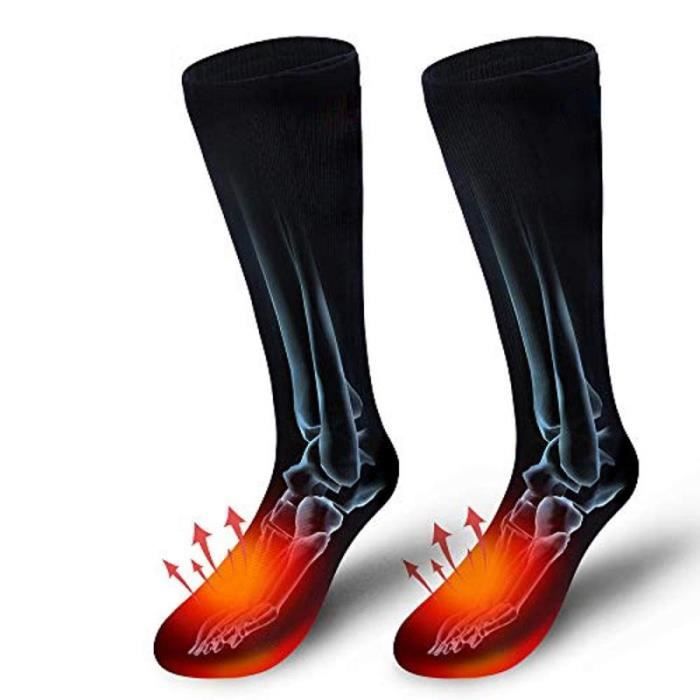 2 Paires Chaussettes Chauffantes Magnétiques Tourmaline Auto-Chauffantes Taille 38-44
