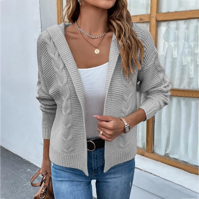 Cardigan femme gris on sale