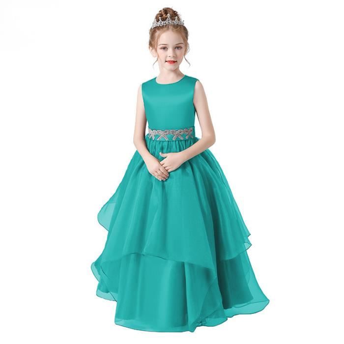 Robe de Soirée Mariage Enfant Fille Sans Manches Robe Longue de