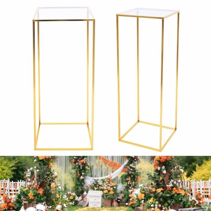 Bac à fleur Porte - fleurs - métal d'or - présentoir fête mariage - décoration maison colonne stand-28x28x80CM
