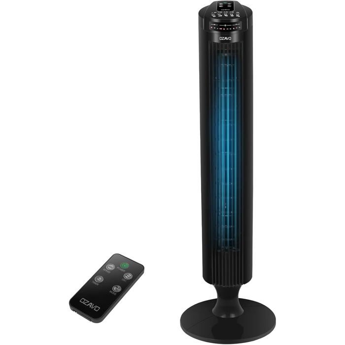 OZAVO Ventilateur Colonne 50W Ventilateur Tour avec Télécommande 3 Niveaux de Vitesse Ventilateur sur Pied Oscillant 70° - Ozavo