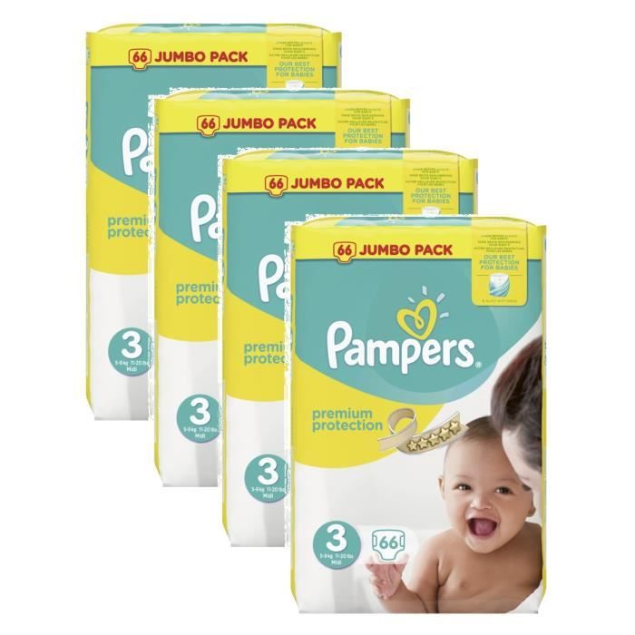 Pampers Premium Protection Taille 3 Midi 59kg Jumbo Pack 264 Couches