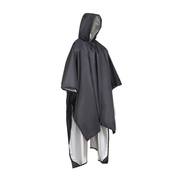 Poncho pluie imperméable Adulte Poncho de Pluie Léger Réutilisable, Poncho de Vestes de Pluie Pliable 220x140cm Noir
