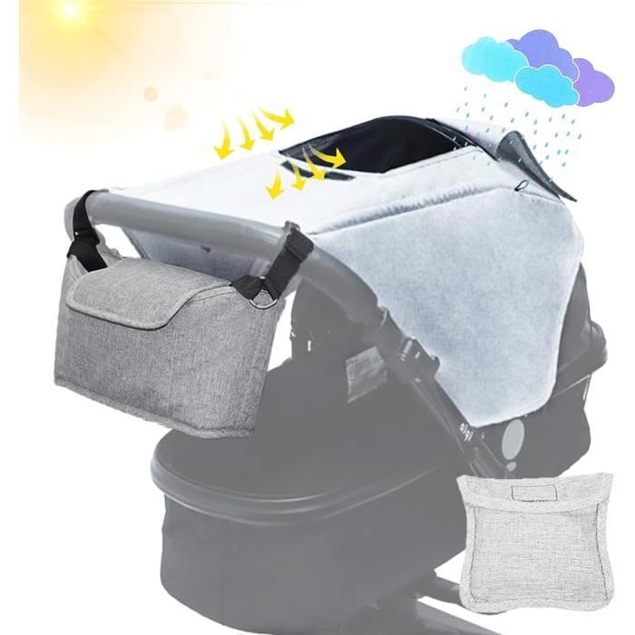 AWOGIPD Pare-Soleil Poussette Universel - Protection UV UPF50+ Noire Avec Clip Rotatif