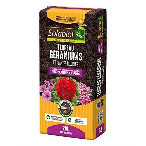 Solabiol TERREAU Geraniums ET Plantes Fleuries 20 litres TERGER20