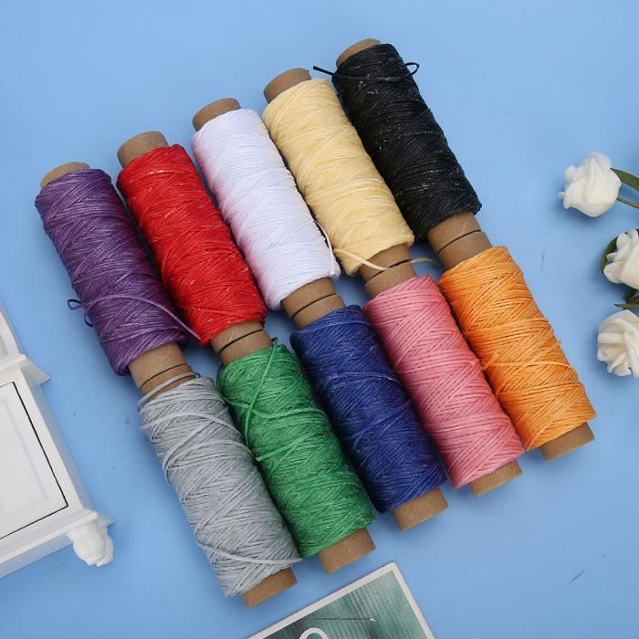 HURRISE Fil Ciré 10 Couleurs 150D Cire Fil 50 Mètres Ciré Corde Corde Diy Cousu À La Main
