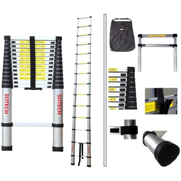 3,2M /Échelle T/élescopique en Aluminium /Échelle Pliable Charge maximale Sotech Standards//Certifications 150 kg EN131