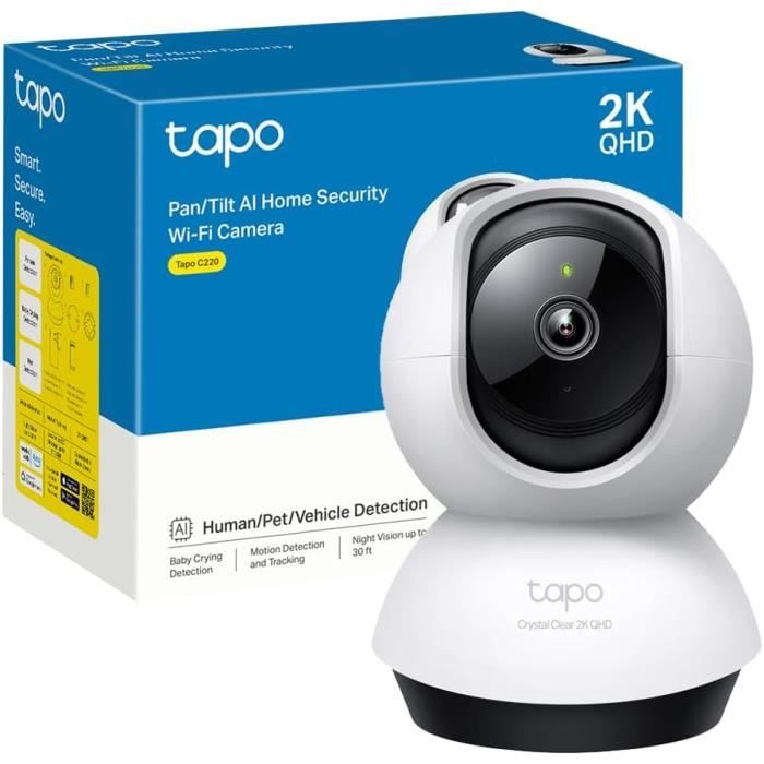 Tapo Caméra Surveillance WiFi intérieure 2K 4MP C220, détection de