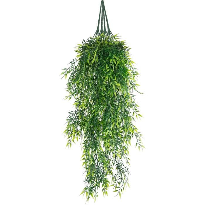 Lot De 2 Plantes Artificielles Suspendues Bambou - Décoration Mur, Balcon, Intérieur/extérieur - Fausses Plantes Sans Entretien