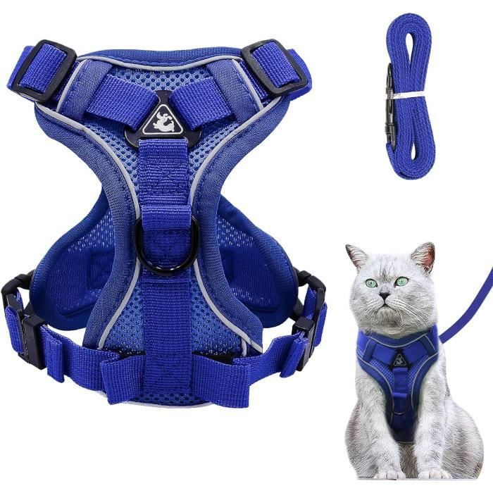 Harnais Pour Chat Avec Laisse Anti-éclatement - Taille S (poitrine 30-34cm), Bandes Réfléchissantes