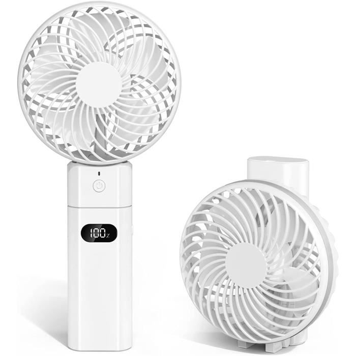 Jonwall USB-handventilator, draagbare mini-handventilator, oplaadbaar, bureauventilator, persoonlijke opvouwbare bureauventilator voor thuiskantoor, camping, reizen, wit