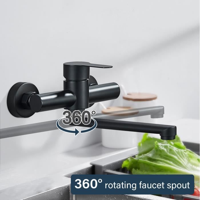 Faucet robinet mitigeur cuisine avec bec flexible rotatif;ROBINET CUISINE  NOIR à prix pas cher