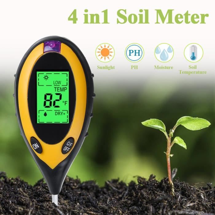 Pro 4 IN 1 LCD Humidité Température Soleil Ph Jardin Sol Testeur Mètre Neuf Pro 4 IN 1 LCD Humidité Température Soleil Ph Jardin Sol Testeur Mètre Neuf