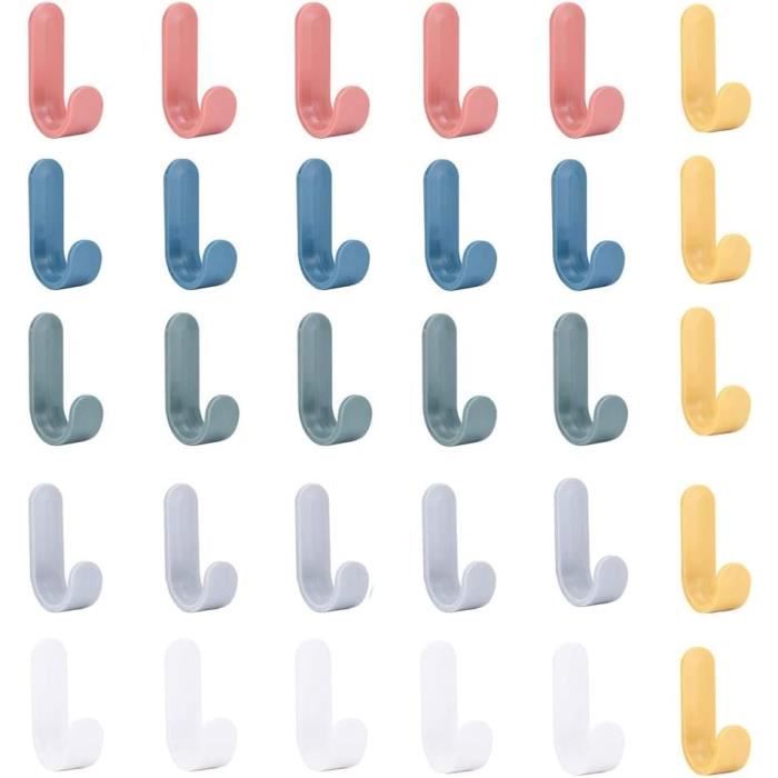 Crochets Muraux Autocollants Enfants - Lot De 4 Multicolores - Sans Perçage - Pour Salle De Bain Et Cuisine