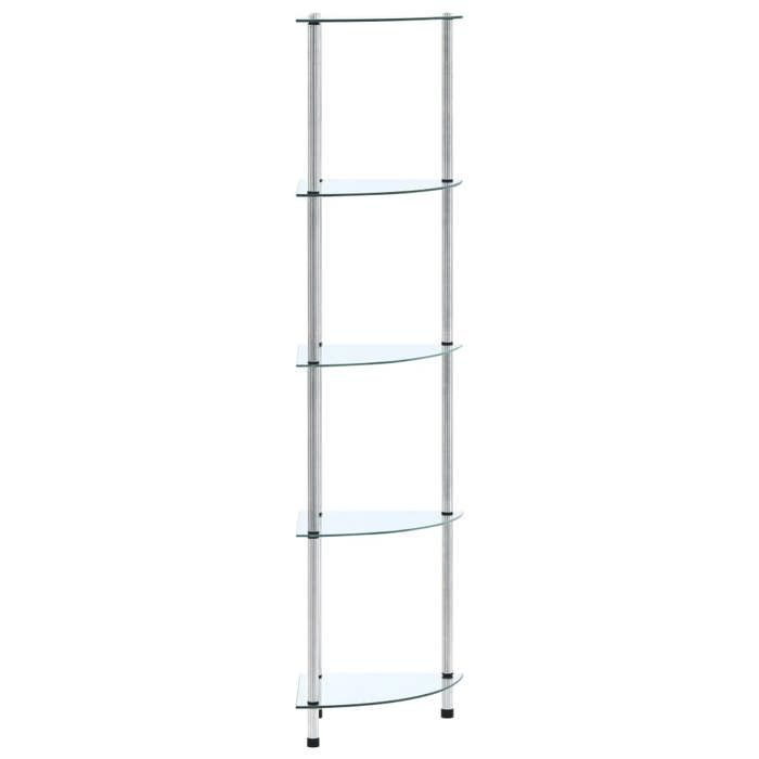 vidaXL Étagère 5 niveaux Transparent 30x30x130 cm Verre trempé 249516