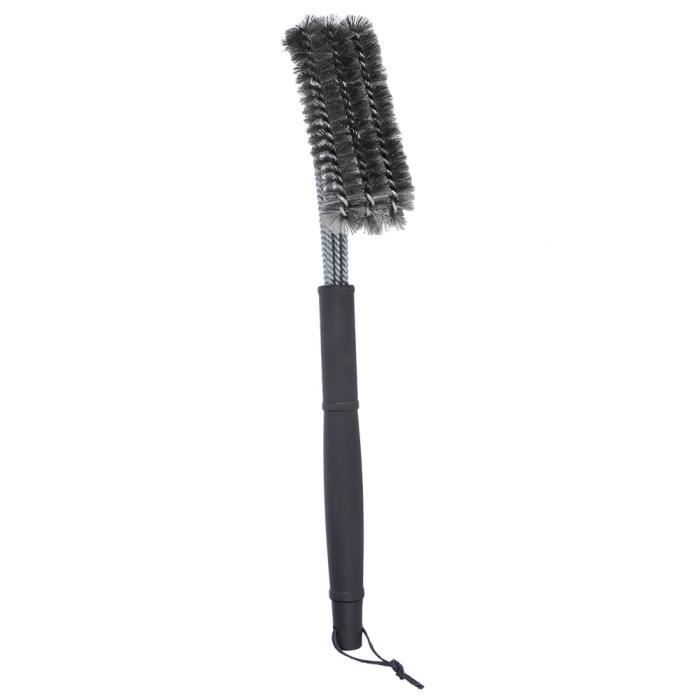Brosse De Nettoyage Pour Barbecue Sans Poils - En Acier Inoxydable - 3 Têtes à Ressort - Pour Grilles Et Côtés