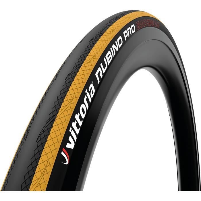 Pneu vélo route Vittoria Rubino Pro - 700x25C (25-622) - Noir jaune - Tringle souple technologie 3C Graphene 2.0