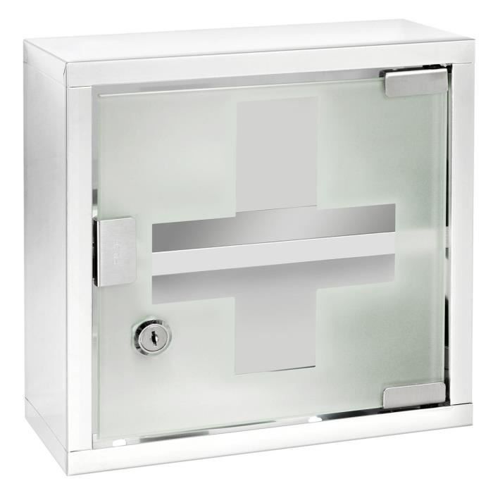 armoire à pharmacie en acier inox - wenko - 25 x 12 x 25 cm - brillant