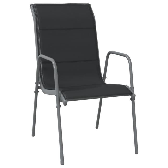 fhe - sièges de jardin - chaises de jardin 4 pcs acier et textilène noir - yosoo - dx1976
