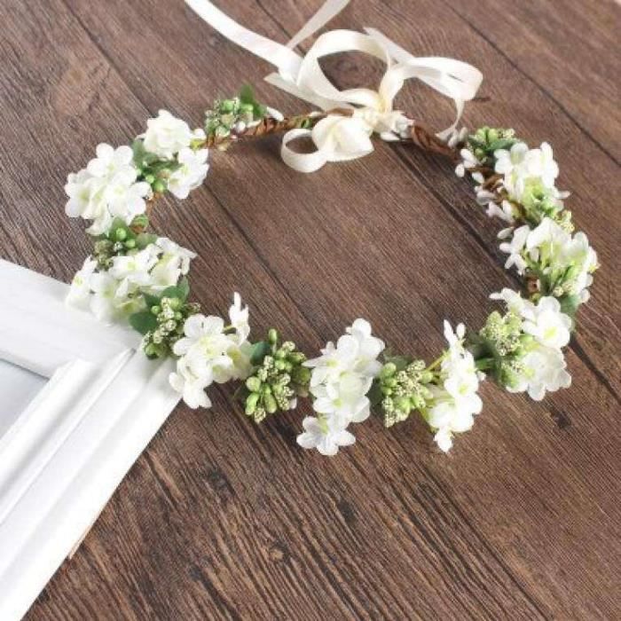 2 Couronnes De Fleurs Artificielles Pour Cheveux - Bandeaux Fleuris Avec Roses, Ajustables, Pour Mariage, Festival, Fêtes