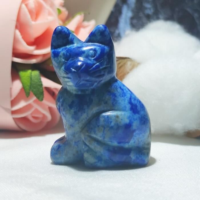 GALET,Blue veinstoneStatue de chat en cristal naturel, 1 pièce — free download