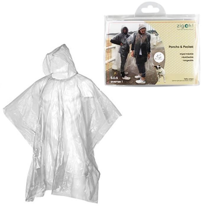 Poncho De Pluie à Capuche Avec Poche Pour Femme/homme/adulte, A-noir, Taille Unique