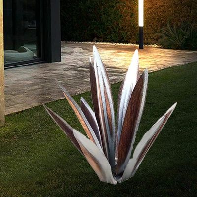 Décoration Extérieur Agave Métal 55cm - Statue Jardin Rustique, Fer, Vert