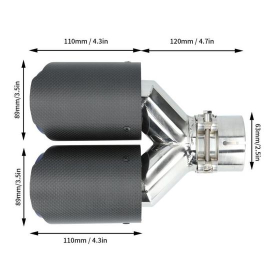 ARAMOX tuyau d'échappement Embout d'échappement à double tuyau de style  fibre de carbone entièrement soudé ensemble en acier - Cdiscount Auto