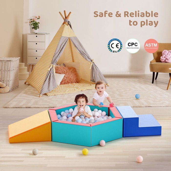 AIYAPLAY Parcours motricité bébé 5PCS, Module motricité bébé en Mousse EVA avec Housse en revêtement PU, Blocs Mousse de Construction, Jouets éducatifs Enfants d'âge préscolaire, Multicolore