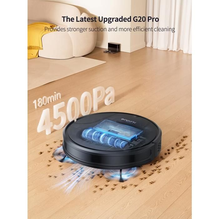 Aspirateur Robot HONITURE G20 3 En 1 - 4000Pa, WiFi APP Alexa, Ultra Mince, Anti Poils Animaux
