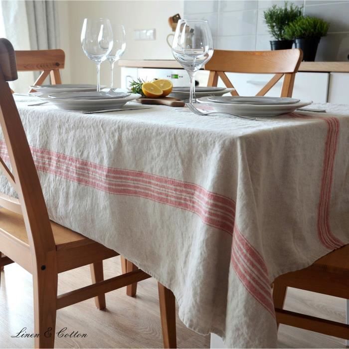 Nappe De Table En Tissu Nordic - 100% Lin Lavé, Noir (137 X 200 Cm