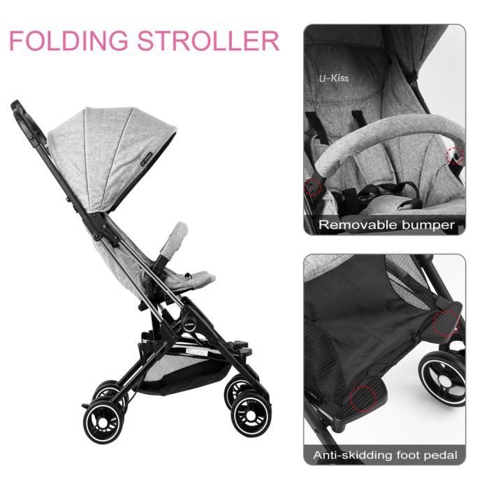 U kiss poussette bebe pliante Compact gris Cdiscount Puericulture Eveil bebe