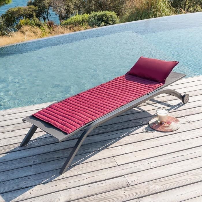 Coussin De Transat Hespéride 190x60x4 Cm Terracotta - Déhoussable En Polyester, Confortable Pour Jardin Et Extérieur