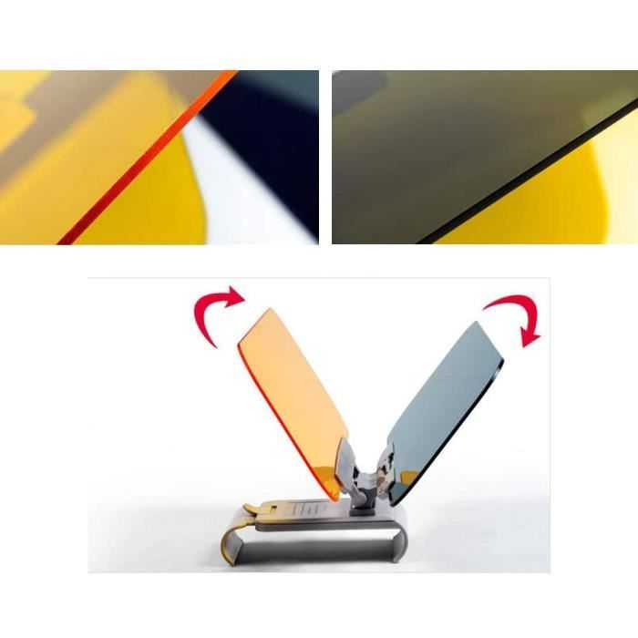 Extension Pare-Soleil Voiture Jour & Nuit – Anti-Éblouissement UV, Transparent, Universel, Jaune/Gris Réversible