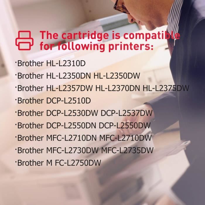 2 LEMERO Compatible Brother TN-2420 TN2420 TN2410 Cartouches de toner [avec  puce] pour HL-L2310D HL-L2350DN HL-L2370DN HL-L2375DW
