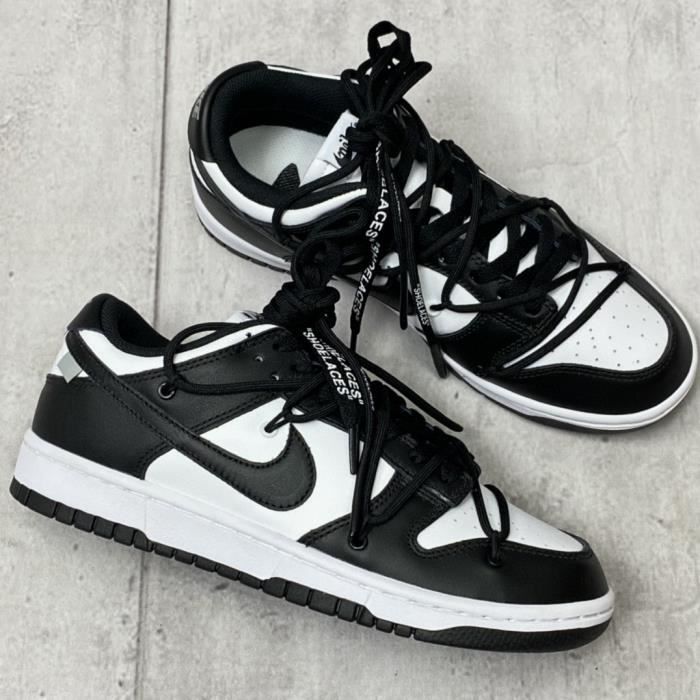 Baskets Nike Dunk Low Deconstructed Double Laces AUTREMENT Mixte Textile Lacets Noir et blanc Black and white Cdiscount Chaussures