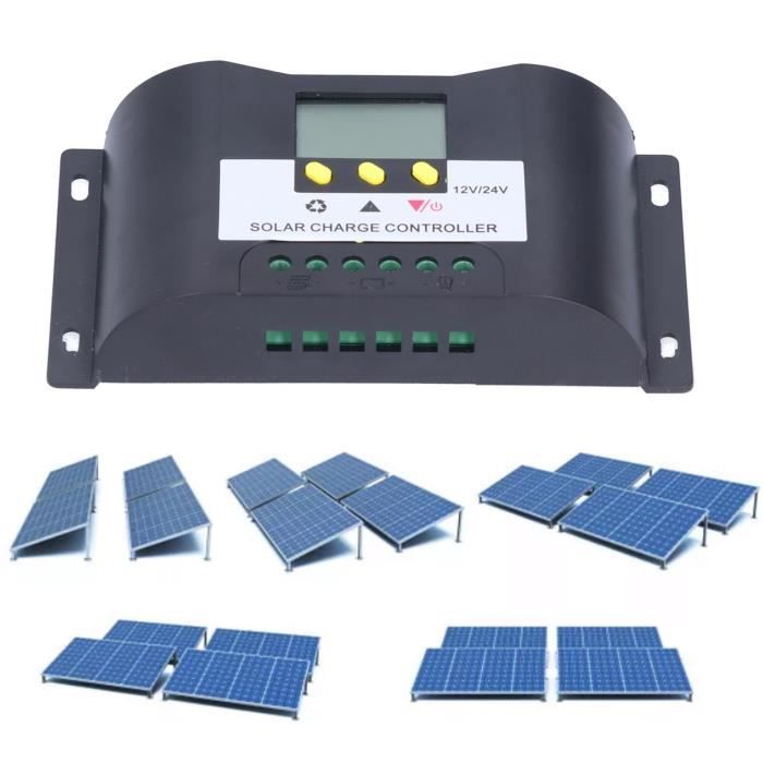 Contrôleur De Charge Solaire, 12V 24V Contrôleur De Charge Solaire 12v 24v Controleur De Charge Solaire Affichage Lcd Protection Sure Pour La Maison 10a 90510661
