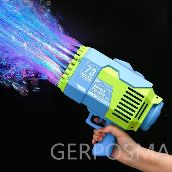 Pistolet A Bulle Electrique Rechargeable/73Trous Bulles Riches/Led,Bazooka Machine A Bulles De Savon Enfant/Adulte/Mariage,Bubble G - Jeux - Jouets