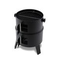 Barbecue BBQ noir en fer multiples fonctions rond américain Smoker fumoir bois ou charbon avec thermomètre-2