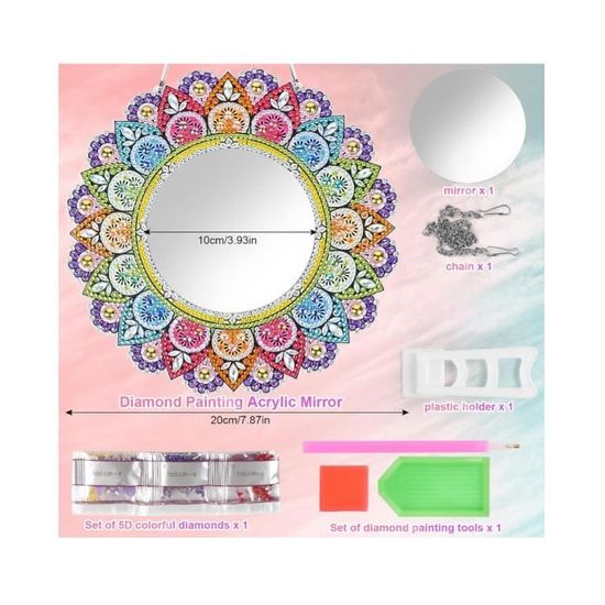 Kit Miroir Peinture Diamant Mandala, Miroir De Peinture De Diamant De