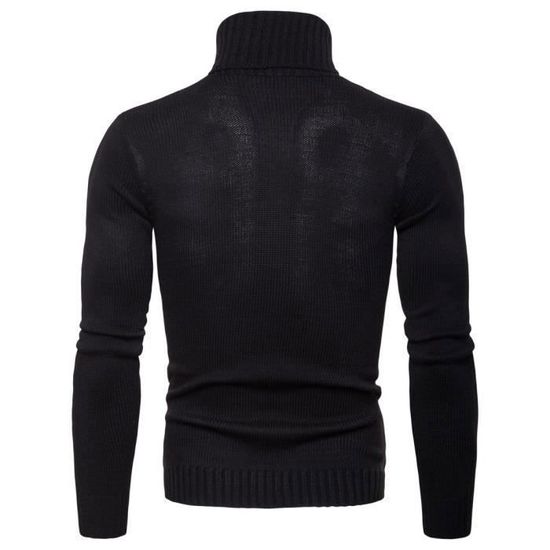 Pull Homme Hiver à Col Roulé - Manches Longues, Motif Gaufré, Boutons, Coupe Slim Fit - Chaud Et Basique Pour Un Style Casual