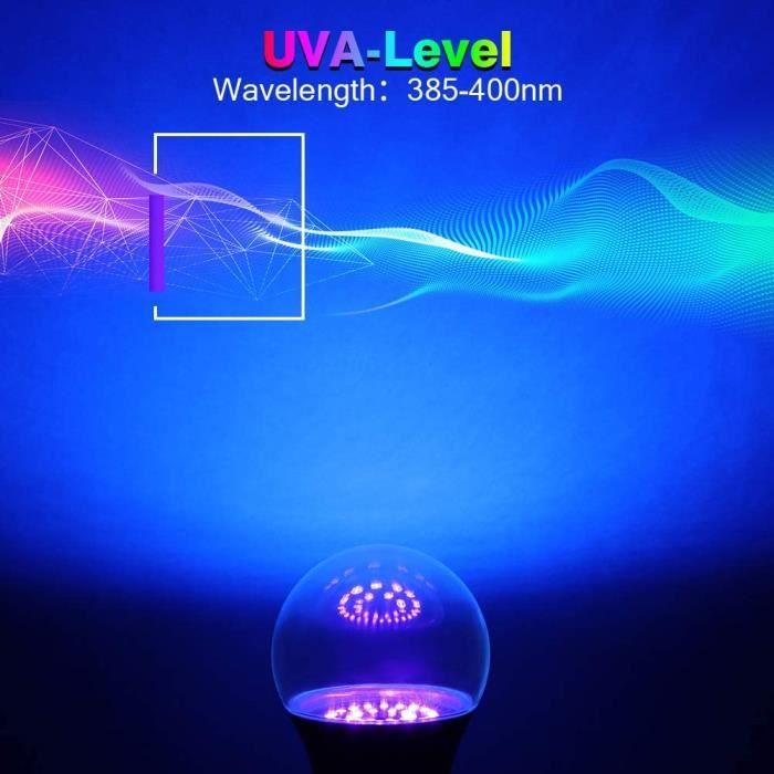 Ampoule Lumiere Noire E27 40W, UVA 365NM, CFL Lampe de Ultraviolet