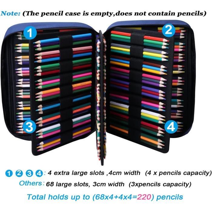 Peut Contenir 220 Crayons de Couleurs,72 Slots Trousses Crayons
