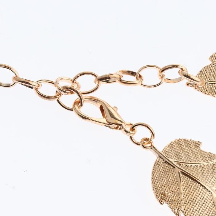 Femmes Chaine en Metal avec Feuille Dore Ceinture pour Decoration Robe Vetement 100cm Achat Vente chaine de taille chaine d epaule Femmes Chaine en Metal avec Feuille Dore Ceinture pour
