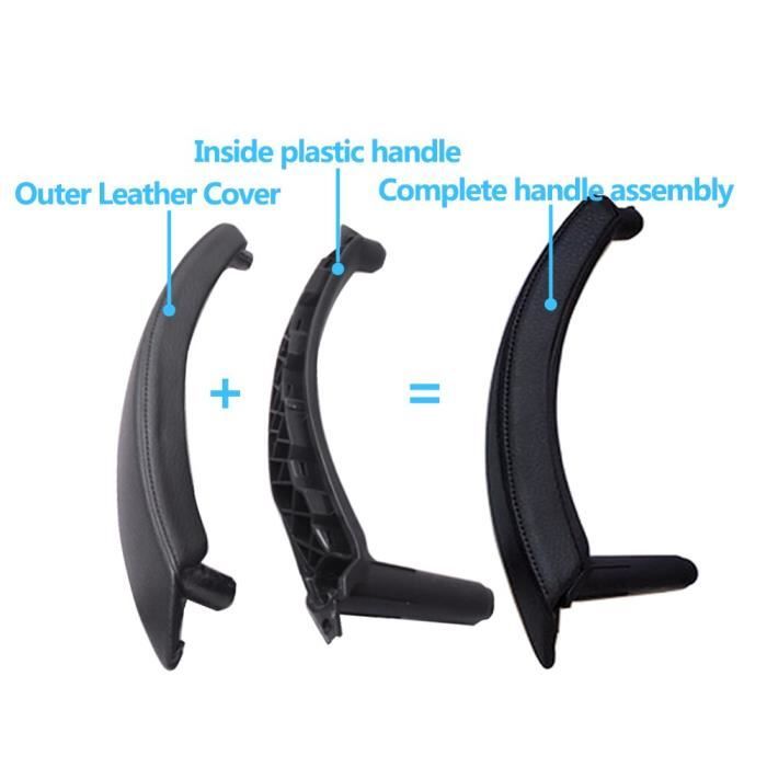 4 Poignées Intérieures Noires Pour BMW X5 X6 E70 E71 E72 - Compatible XDrive 2006 à 2014 - Kit Complet 4 Pièces