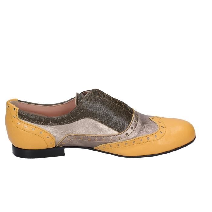 Chaussures lacets POLLINI Femme en cuir jaune BE352 Hiver