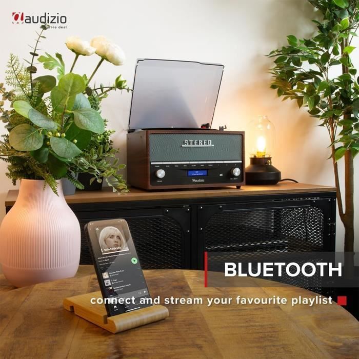 Frisco Platine Vinyle Bluetooth avec Radio Dab+ Intégrée - Marron ...