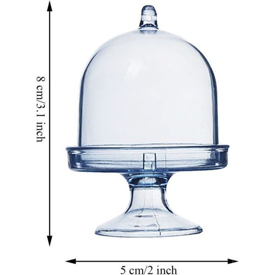 12 Mini Présentoirs à Gâteaux MEIYAXINWIN - Cloches Transparentes Avec Couvercle, Décoration Fête